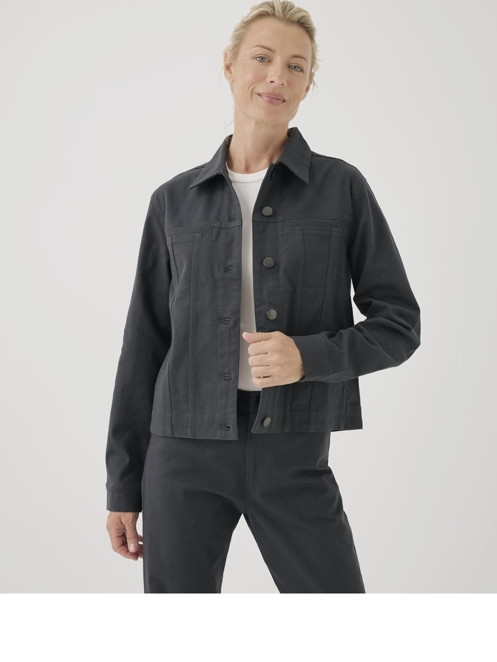 Classic Women's Dark Gray Button-Front Jacket